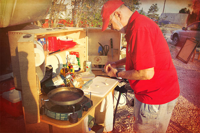 Richard Snogren Conducting a My Camp Kitchen Cooking Demonstration